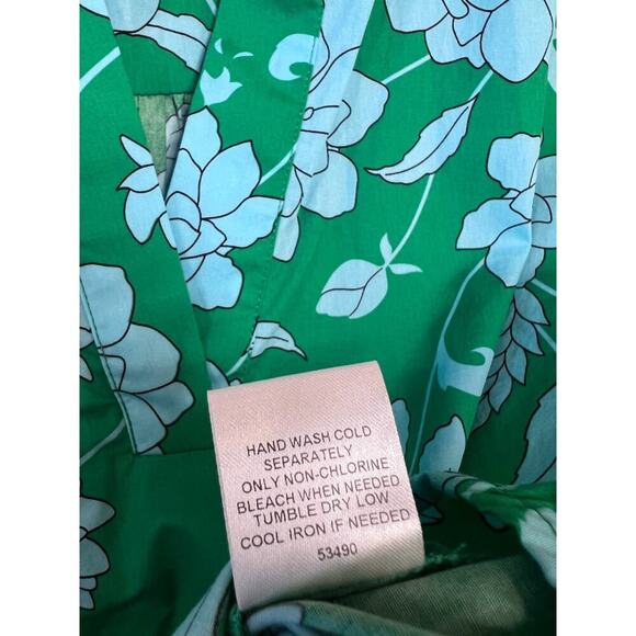 Sugarlips Size XS Top V Neck Green With Light Blue Flowers - Picture 3 of 6